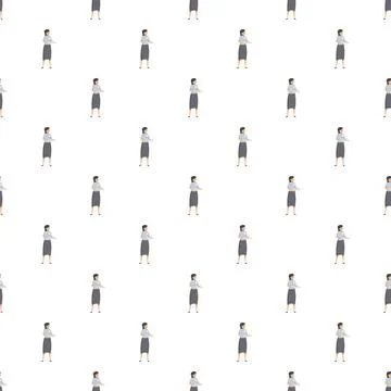 Woman holding tray repeating pattern background Stock Illustration