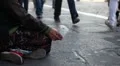 Woman homeless in city begging HD Footage