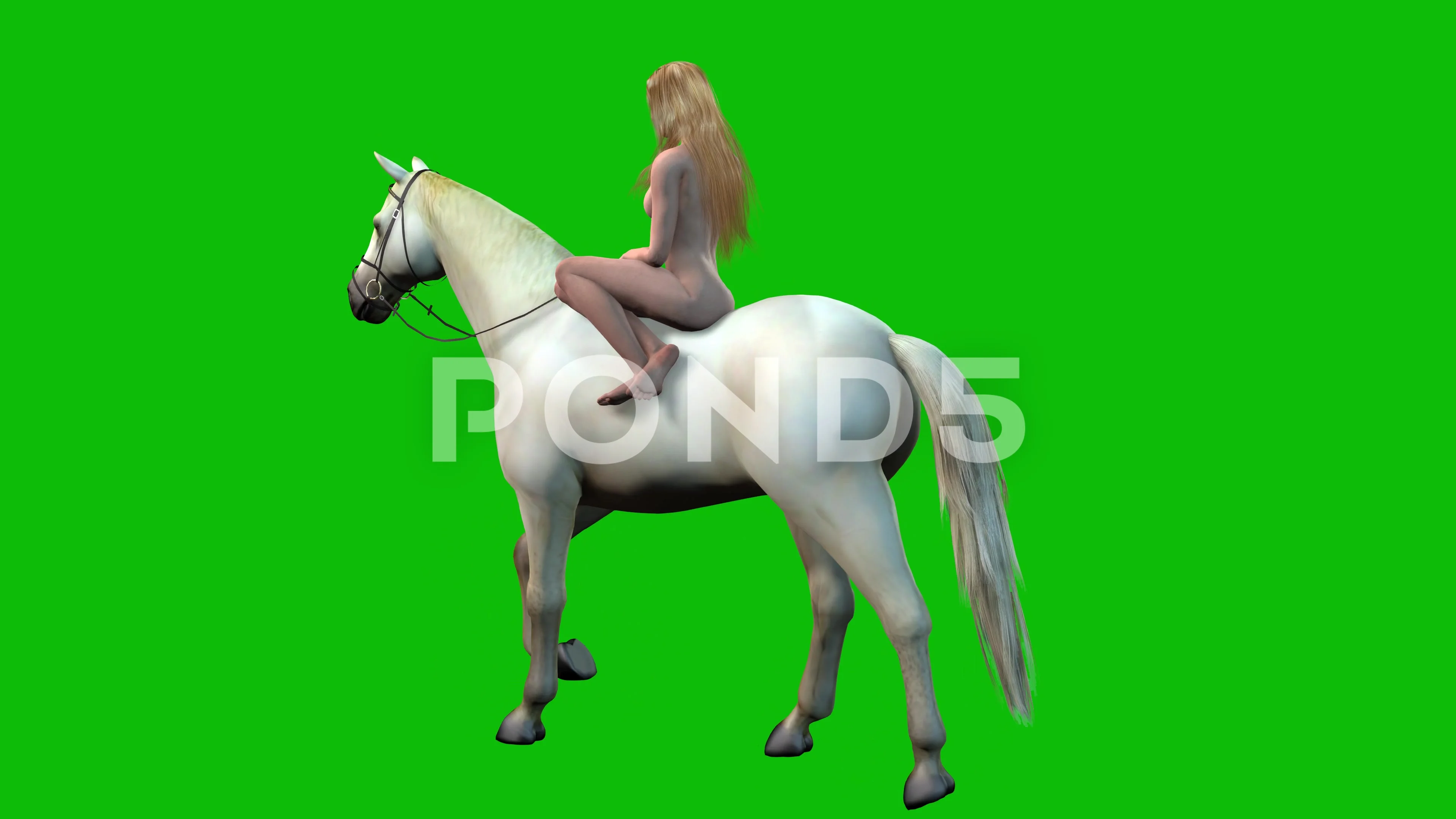 Woman On Horse Lady Godiva Green Screen 2 4K