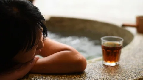 Woman at the hot spring Stock Footage 102985184