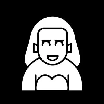 Woman icon on black background. Solid illustration of woman avatar profile 스톡 일러스트