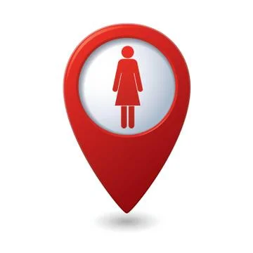 Woman icon red map pointer Stock Illustration