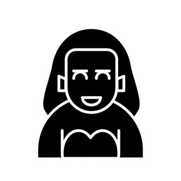 Woman icon on white background. Solid illustration of woman avatar profile 스톡 일러스트