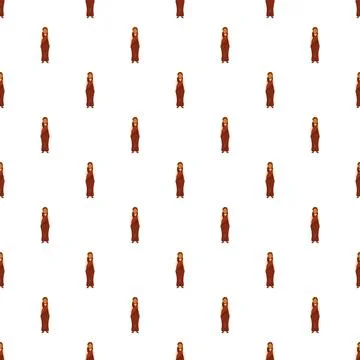Woman illustration seamless pattern repeating on white background Stock Illustration