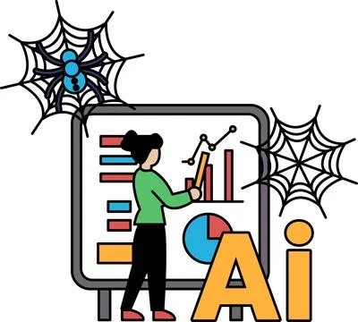 Woman interacts with data on a digital screen Stock Illustration