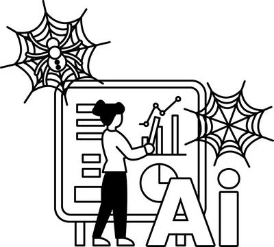 Woman interacts with data on a digital screen Stock Illustration