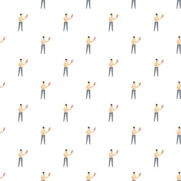 Woman janitor using feather duster seamless cleaning pattern Illustrazione stock