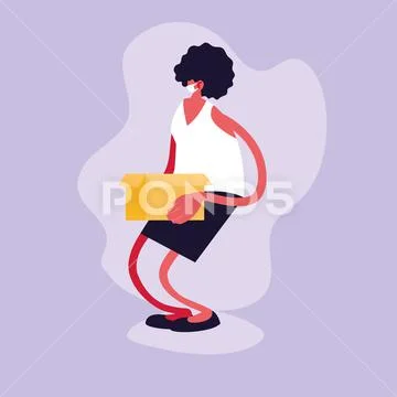 Woman jobless by coronavirus, unemployment Stock Illustration