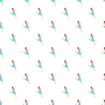 Woman jogging seamless pattern for active lifestyle background Stock Illustration