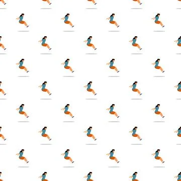 Woman jumping active sport seamless pattern background Stock Illustration