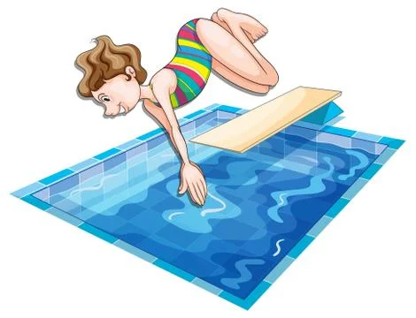 Woman jumping in the pool Illustrazione stock