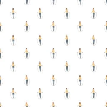 Woman jumping rope seamless pattern background Stock Illustration