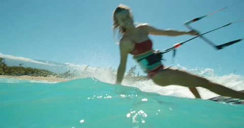 Woman kite surfing in Ocean Stock Footage 315080153