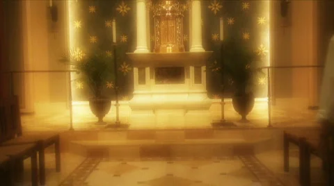 Woman Kneels In Church Stock Footage