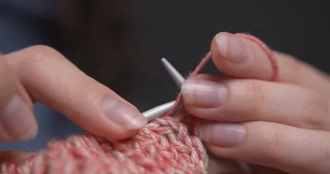 Woman knitting a classic pattern. Close-up. Stock Footage 146791252