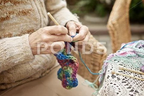 Woman kntting Stock Photos