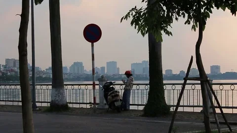 Woman by the lake Stock Footage 78401000