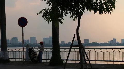 Woman by the lake Stock Footage 78401110