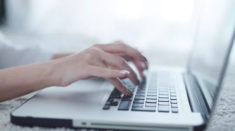 Woman Laptop keyboard at home Stock Footage 59355553