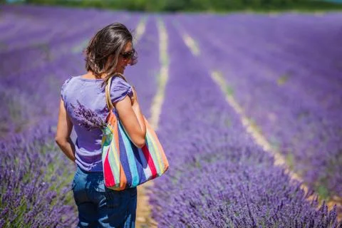 Woman in the lavander fields 写真素材