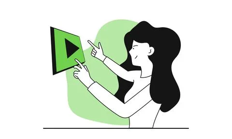 Woman learning on online platform vector illustration concept. Online video c Illustrazione stock
