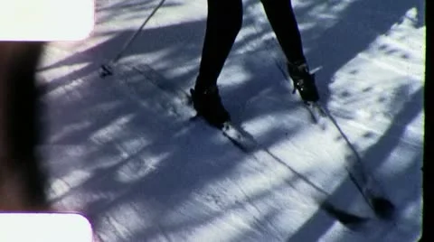 Woman LEARNING TO SKI Snow Skiing Winter Sport Vintage Film Home Movie 3142 Stock Footage