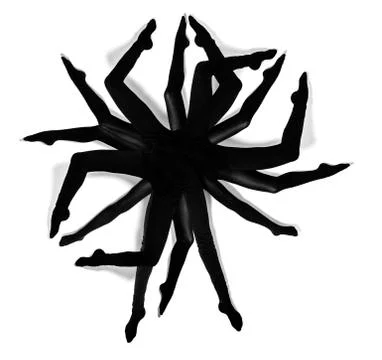 Woman legs composing a spider with multiple legs Stock Illustration