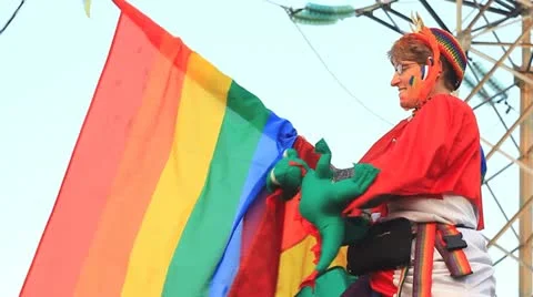 Woman with LGBT flag Stock Footage 11173953