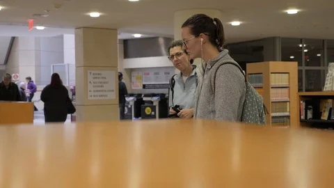 Woman At Library Stock Footage 121164853