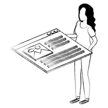 Woman lifting webpage interface イラスト素材