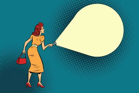 Woman light flashlight Stock Illustration
