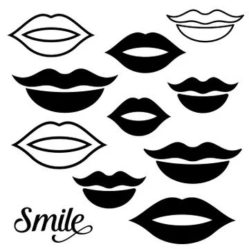 Woman lips design elements Stock-Illustration