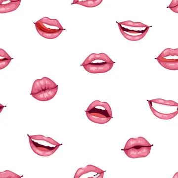 Woman lips seamless pattern Stock Illustration