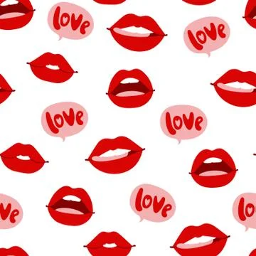 Woman lips seamless pattern Stock Illustration