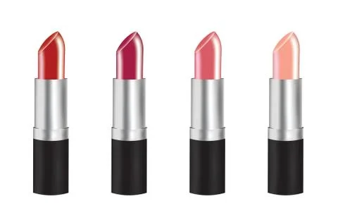 Woman lipstick set on white background Stock Illustration