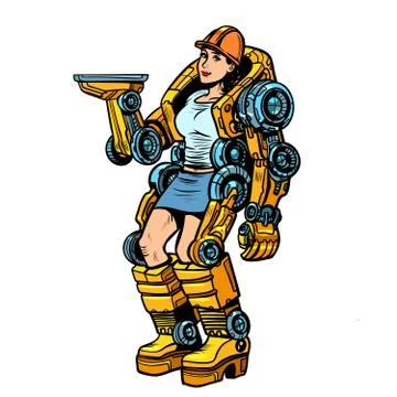 Woman loader exoskeleton Stock Illustration