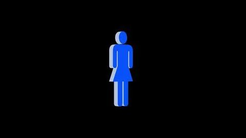 Woman logo icon loopable blue color black background Stock Illustration