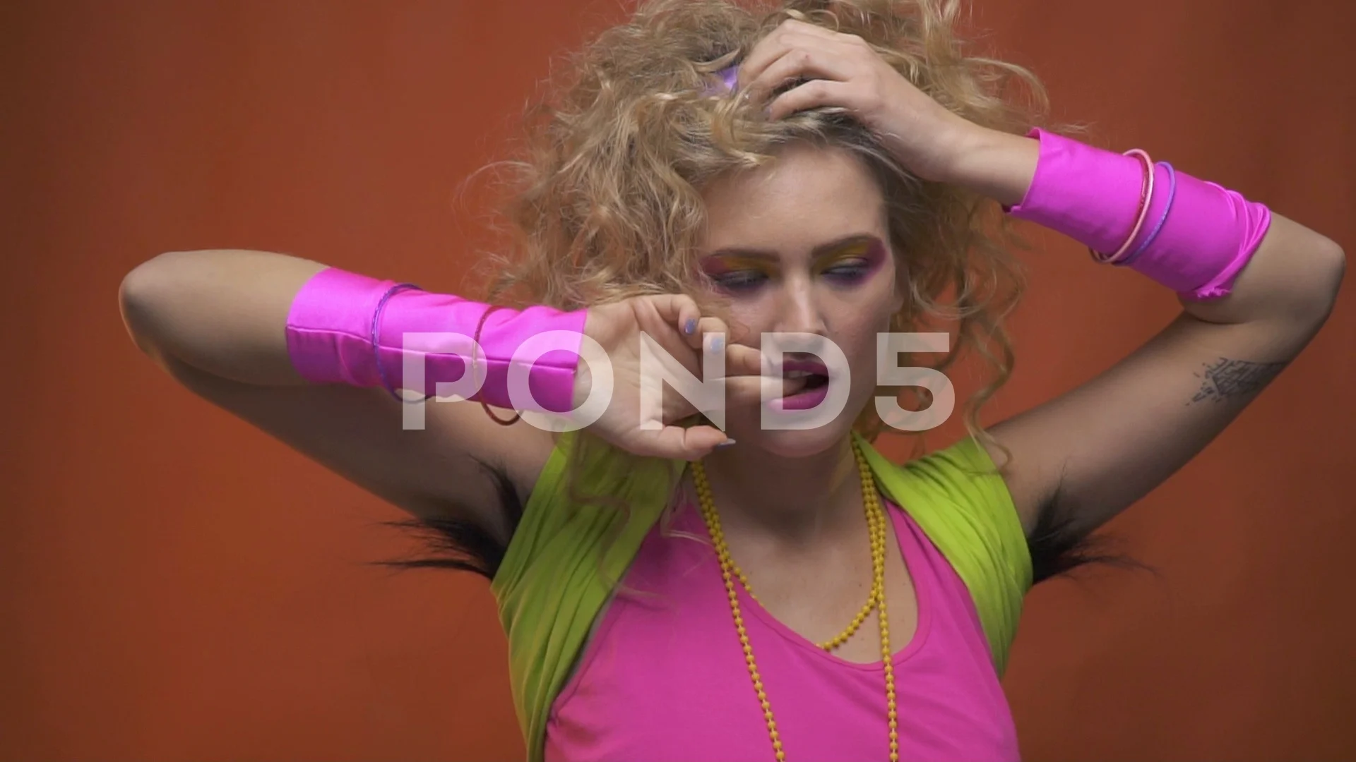 Woman with long armpit hair, in 80s styl... | Stock Video | Pond5
