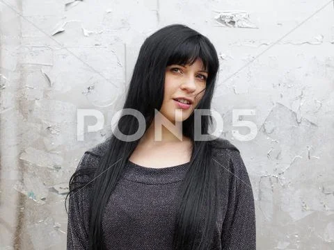 Woman with long black hair Stock Photos