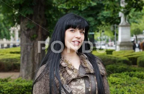 Woman with long black hair Stock Photos