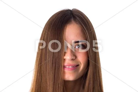 Woman with long straight hair Stock Photos
