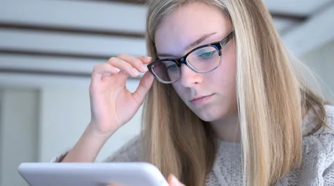 Woman look at computer screen Stock Footage 60773495