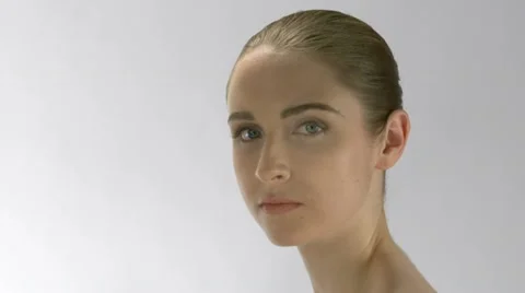 Woman looking back, Slow Motion Stock Footage