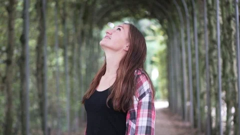 A woman is looking up. Stock Footage 95192095