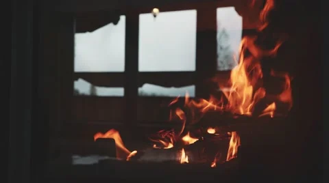 Woman looking into Window in a Reflection in a Fireplace Protection Glass. 4K. 스톡 동영상 66736086