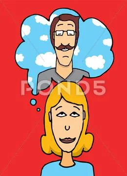Woman in love with a man Stock Illustration