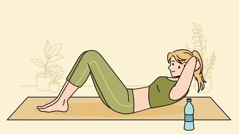 Woman lying on mat doing workout Stock Footage 201431164