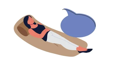 Woman lying on psychological therapy couch for counseling session animated .. Stock Footage 333807553