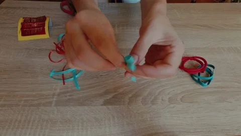 Woman Makes Bow Video stock 154896447