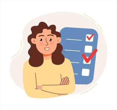 A woman makes plans, notes tasks in her diary. The concept of a business idea Stock Illustration